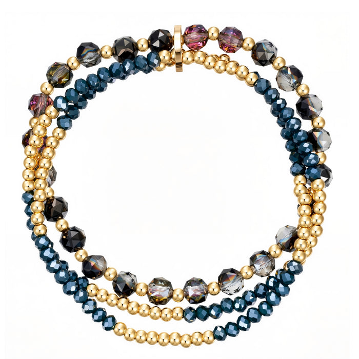 Armband gelbgold Glas dunkelblau schwarz