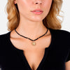 Kette mit Anhänger gelbgold Glas schwarz