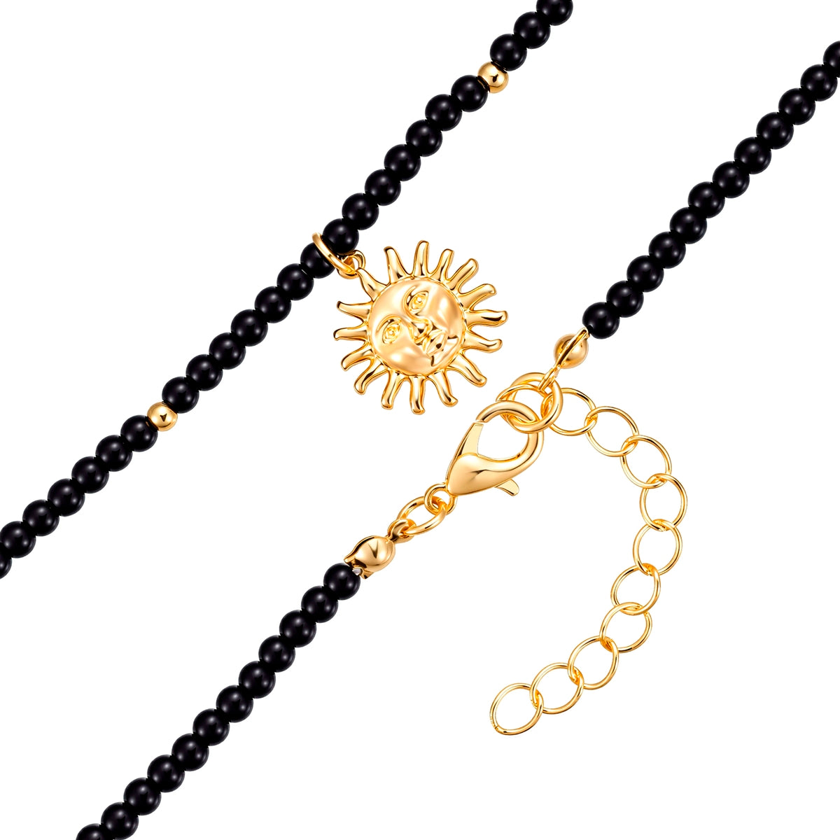 Kette mit Anhänger gelbgold Glas schwarz