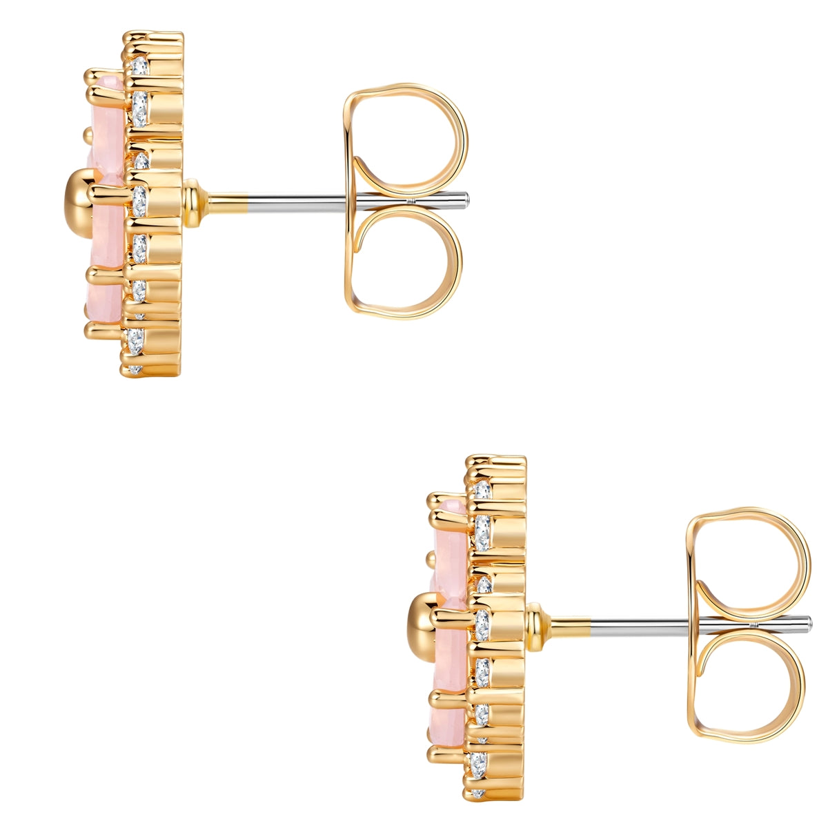 Ohrstecker gelbgold Zirkonia rosa weiß