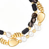 Armband gelbgold Süßwasser-Zuchtperle weiß Naturstein schwarz