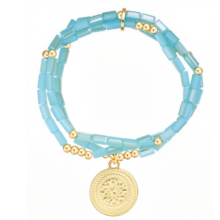 Armband gelbgold Glas türkis