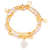 Armband gelbgold Süßwasser-Zuchtperle weiß