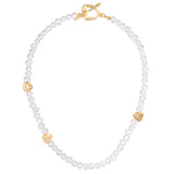 Kette gelbgold Perle (synth.) weiß