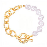 Armband gelbgold Perle (synth.) weiß