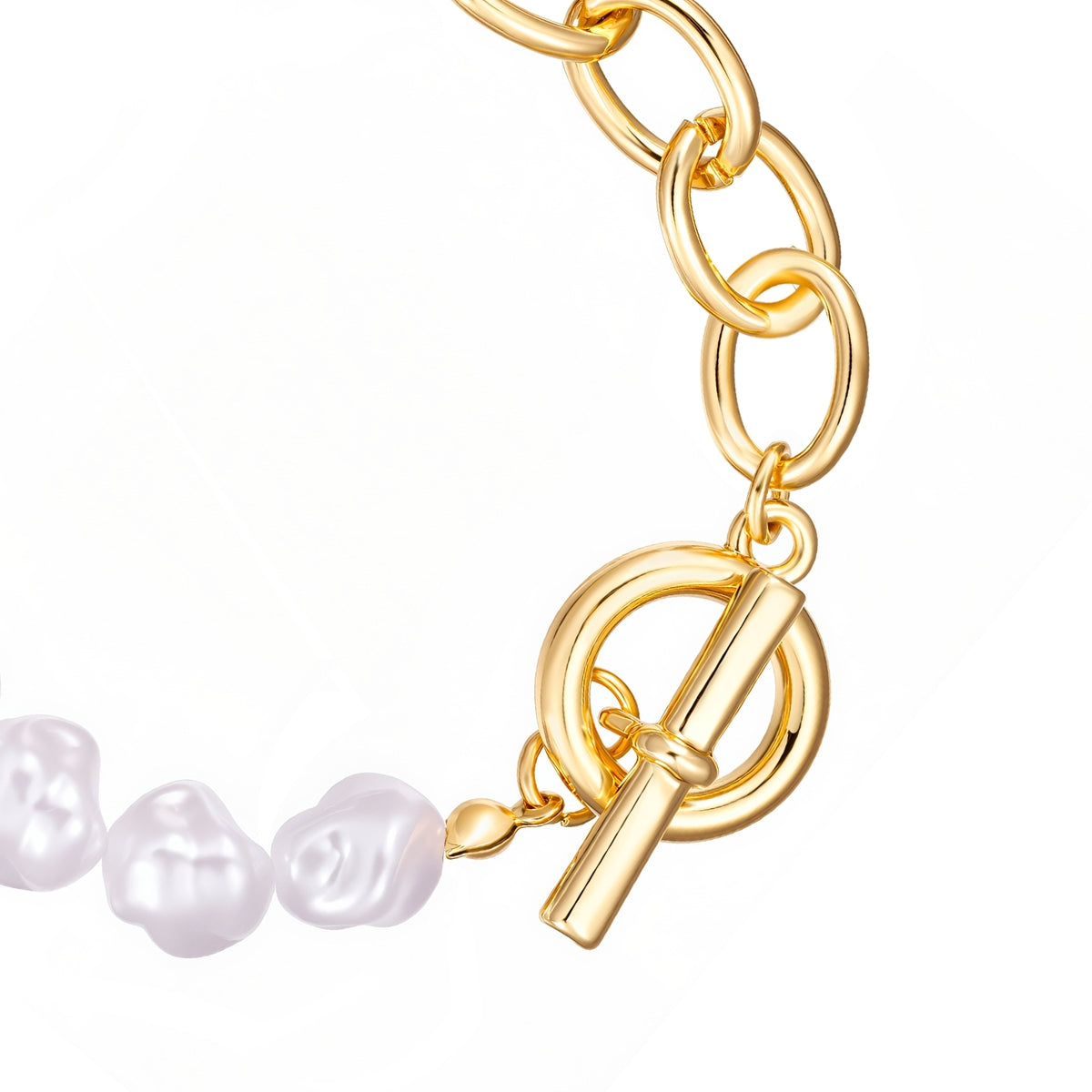 Armband gelbgold Perle (synth.) weiß