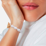 Armband gelbgold Perle (synth.) weiß