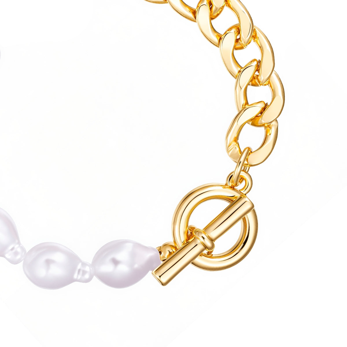 Armband gelbgold Perle (synth.) weiß