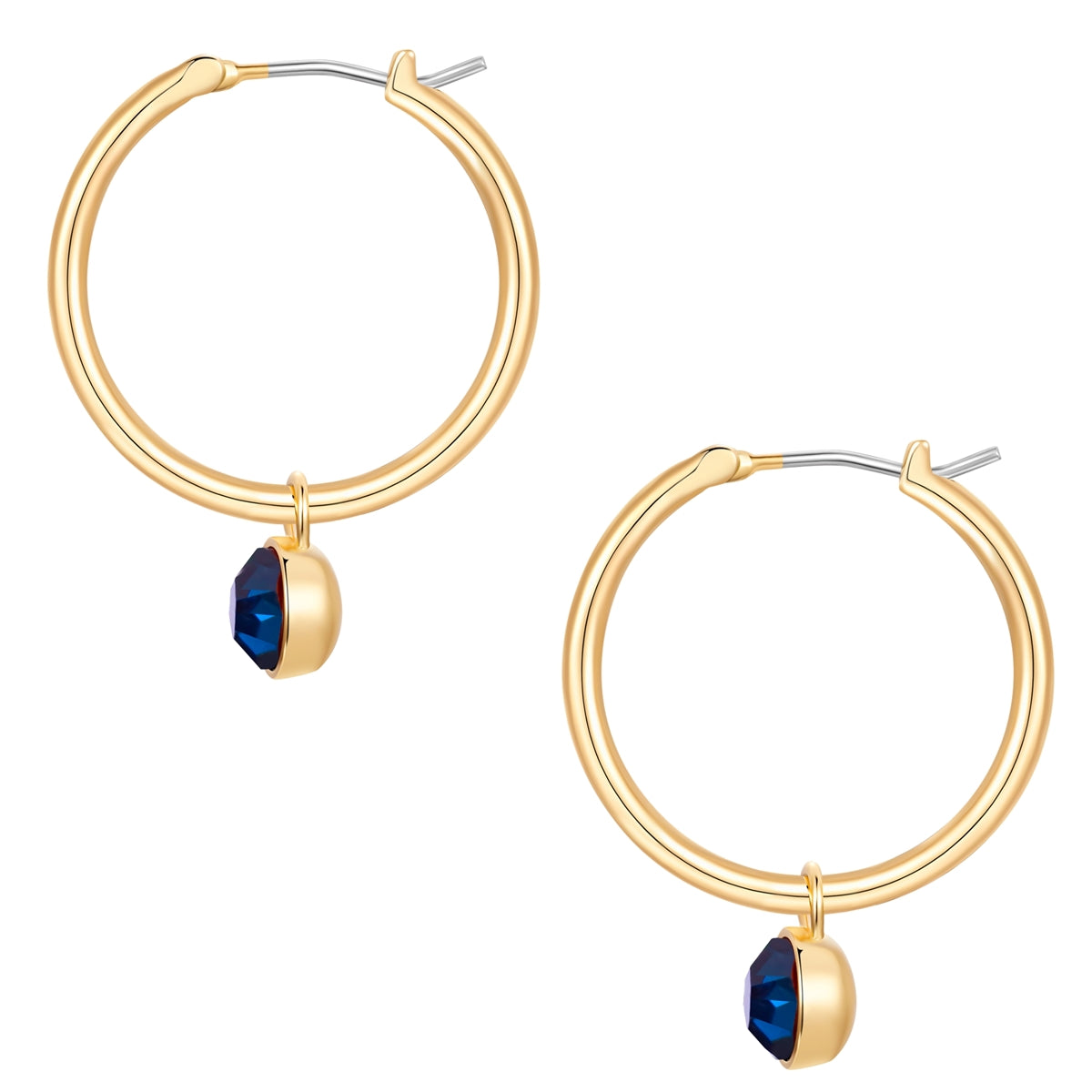 Creolen gelbgold Glaskristall blau