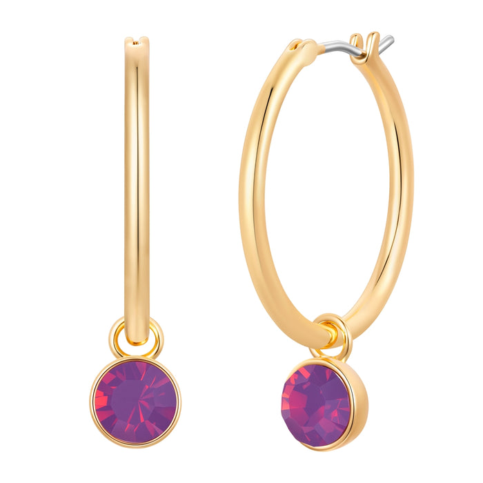 Creolen gelbgold Glaskristall Opal violett