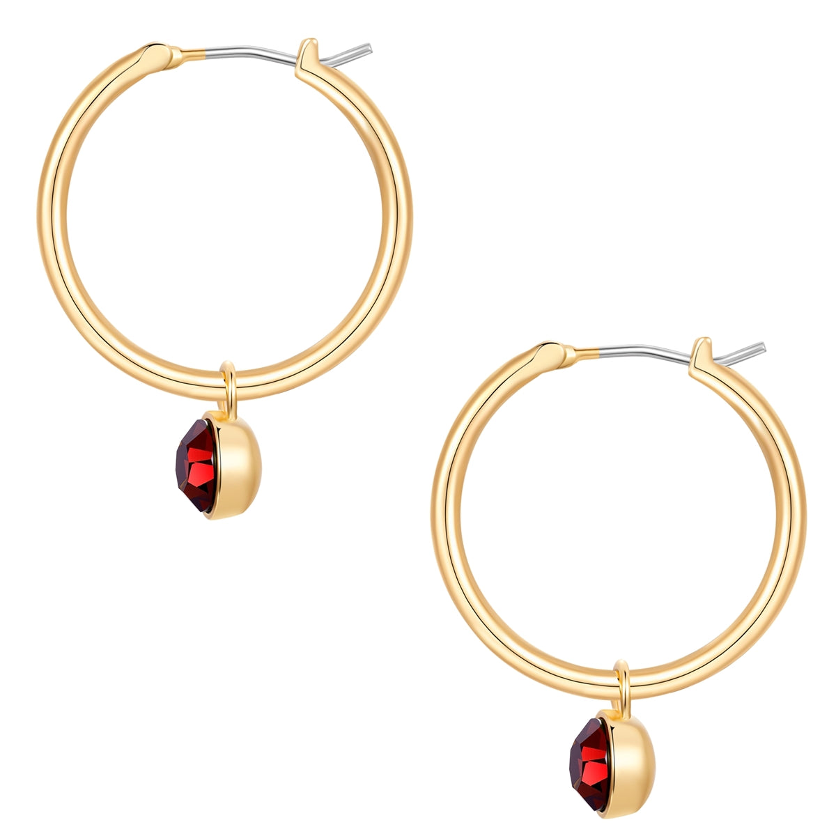 Creolen gelbgold Glaskristall rot