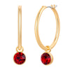 Creolen gelbgold Glaskristall rot