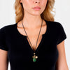 Kette mit Anhänger gelbgold Naturstein grün