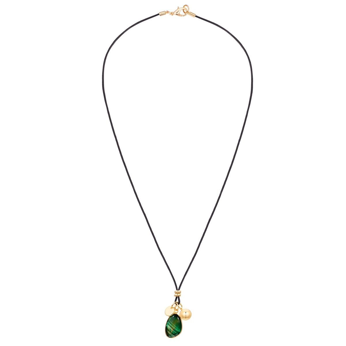 Kette mit Anhänger gelbgold Naturstein grün