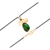 Kette mit Anhänger gelbgold Naturstein grün
