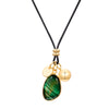 Kette mit Anhänger gelbgold Naturstein grün
