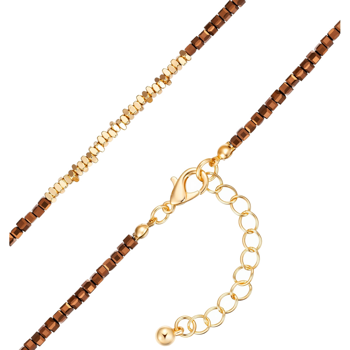 Kette gelbgold Glas braun