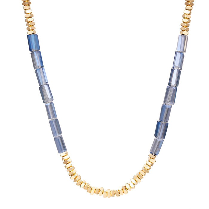 Kette gelbgold Glas blau