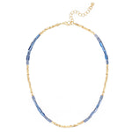 Kette gelbgold Glas blau