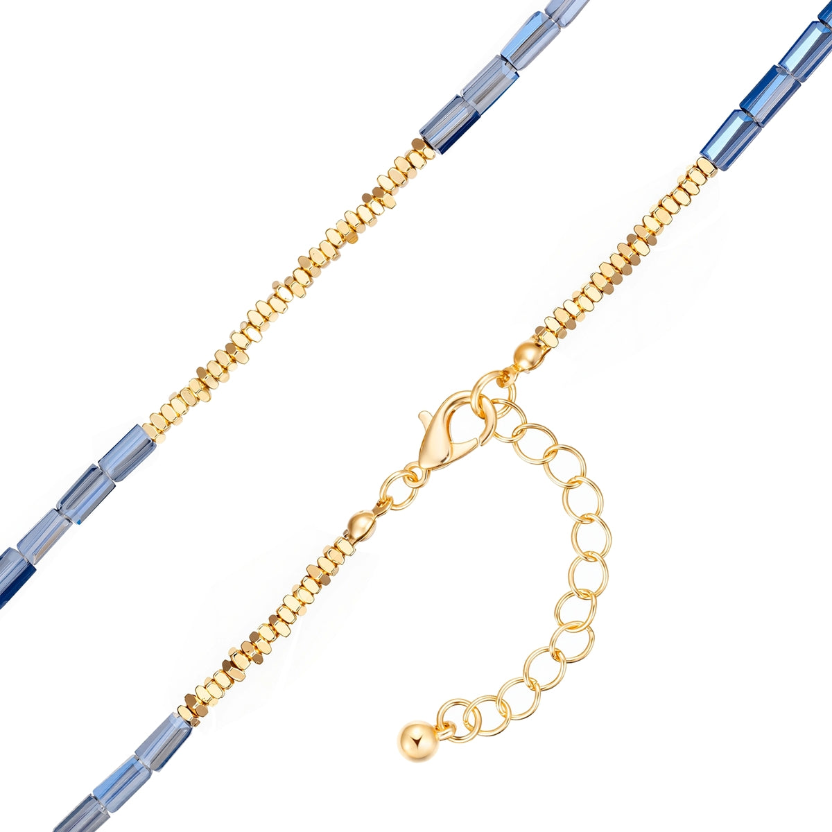 Kette gelbgold Glas blau