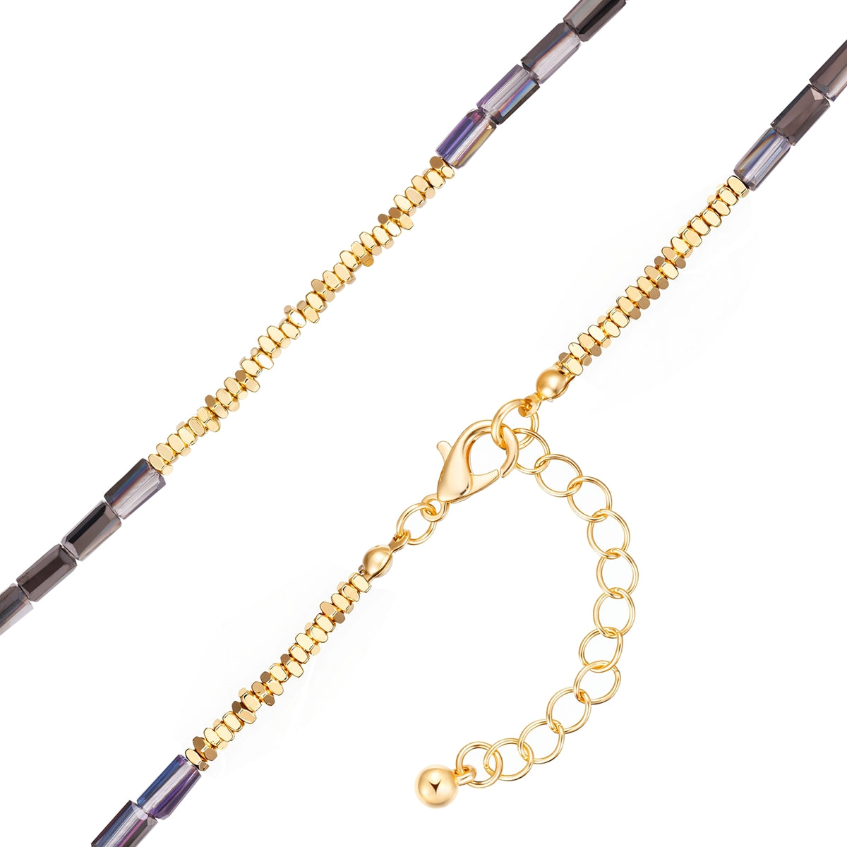 Kette gelbgold Glas schwarz