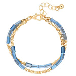 Armband gelbgold Glas blau