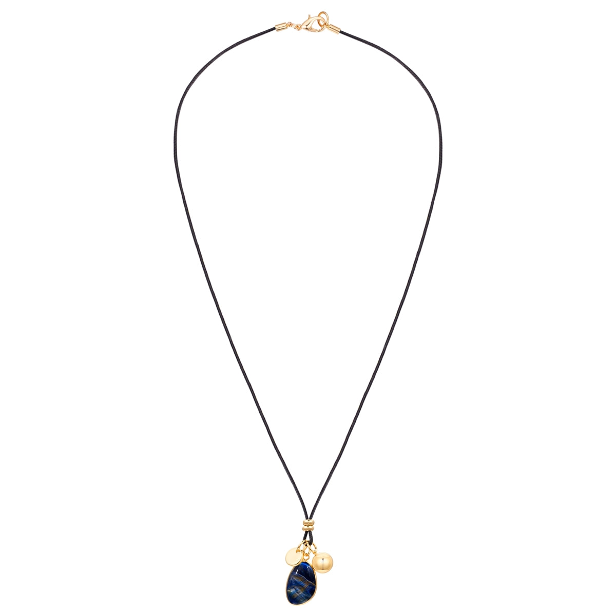 Kette mit Anhänger gelbgold Naturstein blau