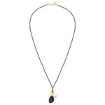 Kette mit Anhänger gelbgold Naturstein blau