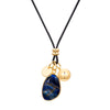 Kette mit Anhänger gelbgold Naturstein blau